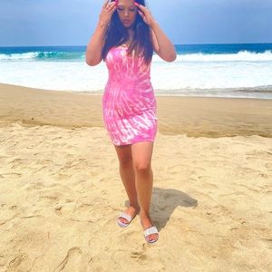 Tie dye pink mini dress